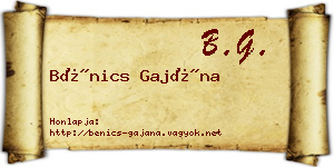 Bénics Gajána névjegykártya